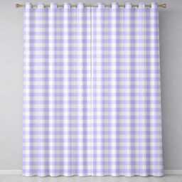 Soft Purple & White Gingham Check Seamless Pattern Classic Readymade Eyelet Ring Top Thermal 100% Blackout Curtains - thumbnail 2