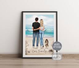Personalized Family Illustration Print, Couple & Pet Anniversary Gift - thumbnail 1