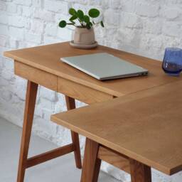 Wooden L-Shaped Corner Desk Luka Veneered Top - Various Wood Stains - thumbnail 2