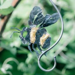 Hand Forged Bee S Hook With Acorn Bird Feeder - thumbnail 3