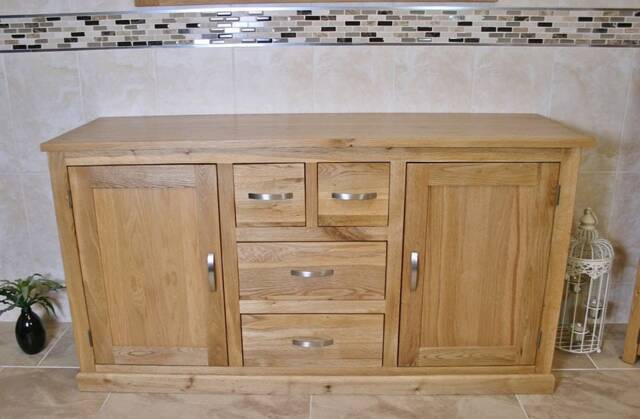 Solid Oak Bathroom Vanity Storage Cabinet- Free Standing Sideboard Cabinet 603 - image 1