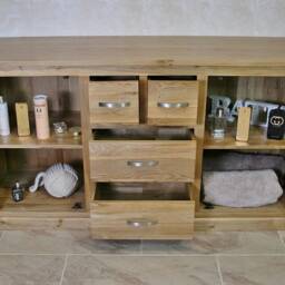 Solid Oak Bathroom Vanity Storage Cabinet- Free Standing Sideboard Cabinet 603 - thumbnail 3