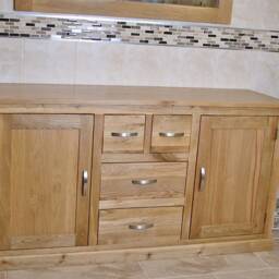 Solid Oak Bathroom Vanity Storage Cabinet- Free Standing Sideboard Cabinet 603 - thumbnail 2
