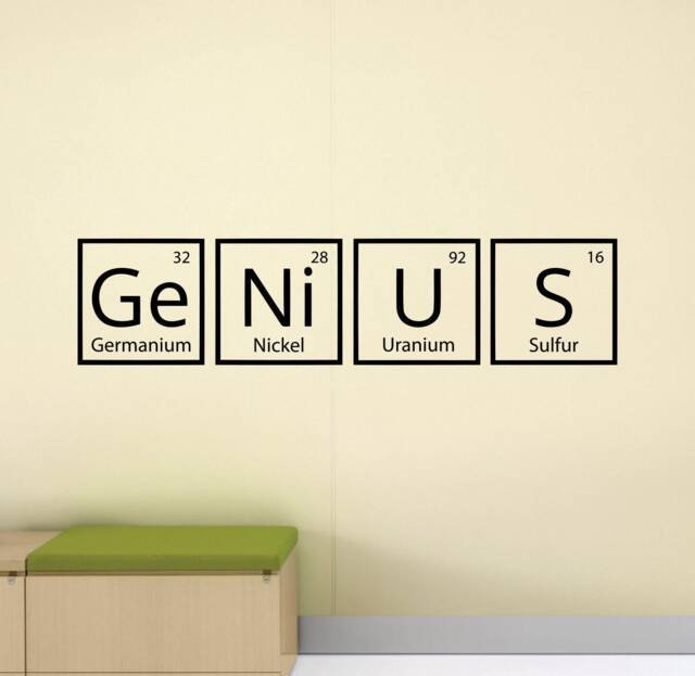 Genius Wall Decal Vinyl Sticker School Poster Education Sign Classroom Quote Scientist Gift Science Decor Periodic Table Art G703 - image 1