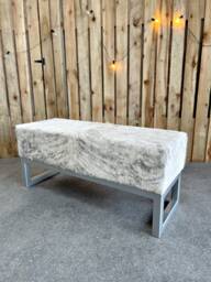 Cowhide Bench/Cowhide Ottoman - Genuine With Steel Frame Handmade in The U.K in Stock Fb