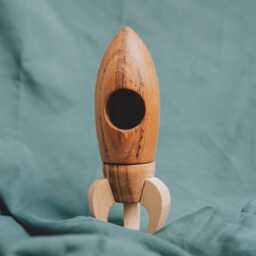 Montessori Wooden Rocket Toy - Natural Wood Spaceship Figurine For Toddlers, Eco-Friendly Waldorf D??cor - thumbnail 3