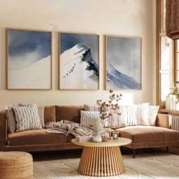 Set Of 3 Mountain Wall Art Prints, Snowy Peak Climber Posters, Watercolor Nature Inspired Decor - thumbnail 2