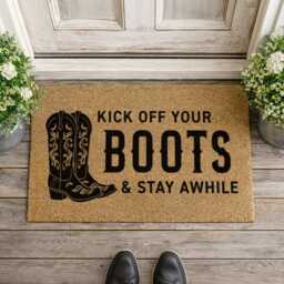 Kick Off Your Boots Doormat - Custom Western Welcome Rug Ranch Housewarming Gift - thumbnail 4