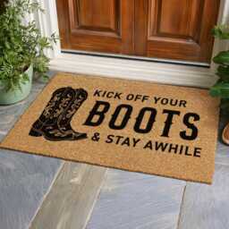 Kick Off Your Boots Doormat - Custom Western Welcome Rug Ranch Housewarming Gift - thumbnail 3