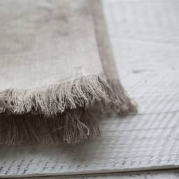 Organic Natural Linen Throw Blanket - Heavyweight Rustic Bed Scarf With Fringed Edges Custom Size 55x55 Or 55x80 Inches - thumbnail 4