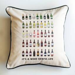 Varieties Of Wine Cushion, Illustrated Scatter Room Decor, Cushion Cover, Homewares, Gift - thumbnail 2
