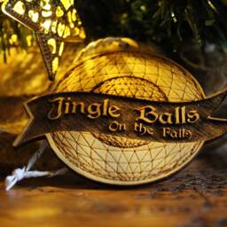 Belfast Falls Balls Wooden Bauble Northern Design Ireland Fun Classic Ornament Quirky Rustic Stocking Present Laser Wood Burned Ornate - thumbnail 2