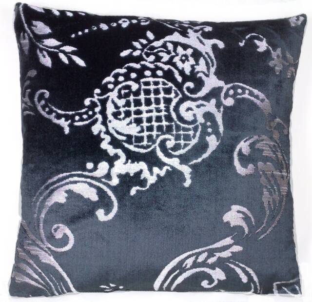 Grey Cushion Cover Designers Guild Velvet Fabric Fredensborg Silver Black 16-20
