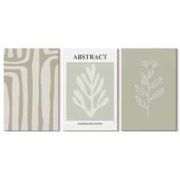 Set Of 3 Canvas Prints - Plant Patterns in Subdued Colors, Green Photo Print, Abstract Wall Decor - thumbnail 1