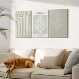 Set Of 3 Canvas Prints - Plant Patterns in Subdued Colors, Green Photo Print, Abstract Wall Decor - thumbnail 3