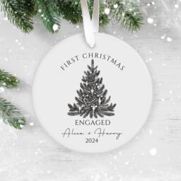 Engagement Ornament, Our First Christmas Engaged, Personalised Ornament 2024, Tree Decoration, Babuble UK - thumbnail 1
