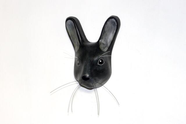 Black Rabbit, Faux Taxidermy, Wall Decoration, Paper Mache - image 1