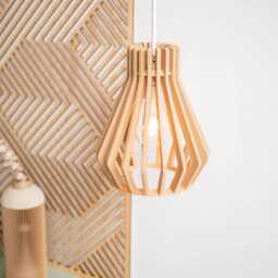Lampshade Suspension Pendant Light Lighting Cage Wooden Diamond - Vintage & Industrial Design Ohe - thumbnail 3