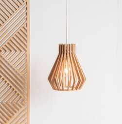 Lampshade Suspension Pendant Light Lighting Cage Wooden Diamond - Vintage & Industrial Design Ohe - thumbnail 1