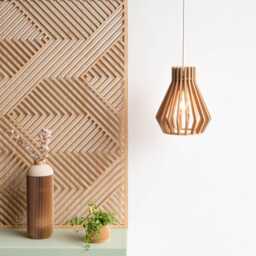 Lampshade Suspension Pendant Light Lighting Cage Wooden Diamond - Vintage & Industrial Design Ohe - thumbnail 2