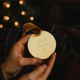 Personalized Baby's First Christmas Ornament Engraved Brass Keepsake With Velvet Ribbon - Mother's Day Gift - thumbnail 2