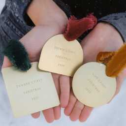 Personalized Baby's First Christmas Ornament Engraved Brass Keepsake With Velvet Ribbon - Mother's Day Gift - thumbnail 3