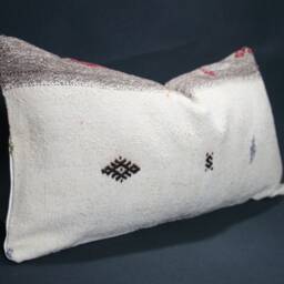 "Kilim Pillow, Wool Kilim Cousin From Anatolia , 30x60 cm, 12""x24" - thumbnail 2