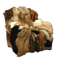 Handmade Patchwork Faux Fur Chair Cover, One-Of-A-Kind Throw - thumbnail 2
