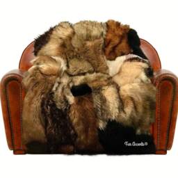 Handmade Patchwork Faux Fur Chair Cover, One-Of-A-Kind Throw - thumbnail 3