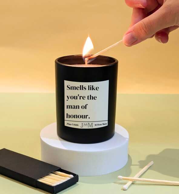 Man Of Honour Candle Gift. Bridesman Gift Set. Proposal. Candle For Him. Bridesmaid Him - image 1