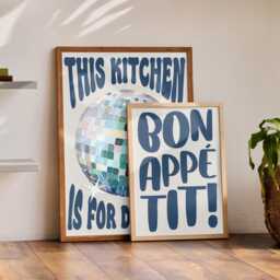 This Kitchen Is For Dancing Print Set Of 2 Blue, Disco Ball, Retro Poster, Trendy Poster Wall Art, Prints, Decor - thumbnail 2