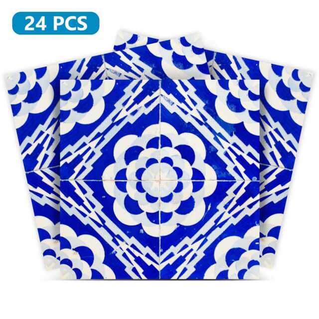 Tile Stickers Wall Decals Traditional Mexican Set Of 24 Tiles For Walls Kitchen Bathroom Home Decor H10 - image 1