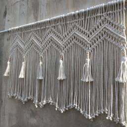 Window Macrame Valance, Boho Curtain, Tassels Wall Hanging - thumbnail 4