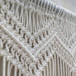 Window Macrame Valance, Boho Curtain, Tassels Wall Hanging - thumbnail 3