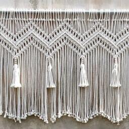 Window Macrame Valance, Boho Curtain, Tassels Wall Hanging - thumbnail 2