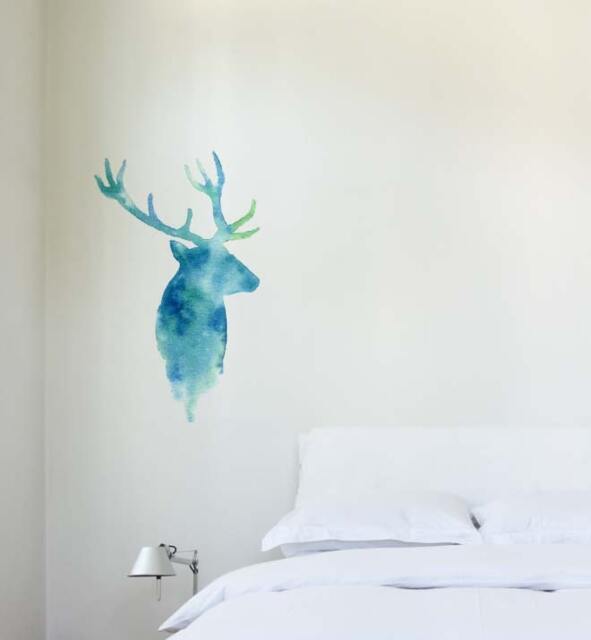 Watercolor Deer Wall Sticker Decal - Kids Stickers, Animals Childrens Decals, Art, Room, Girl, Boy