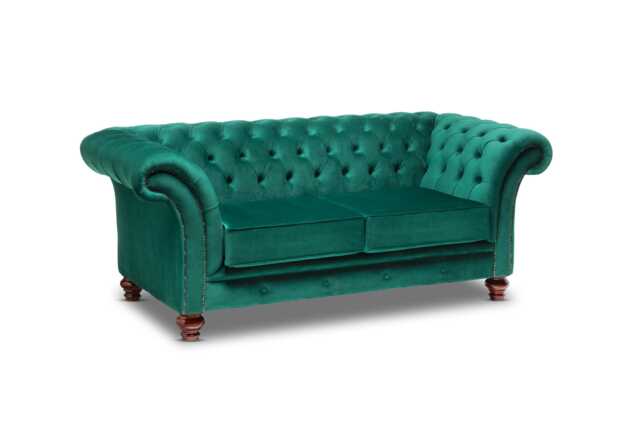 Chesterfield Two & Half Seater Belmont Sofa Plush Green Velvet - image 1