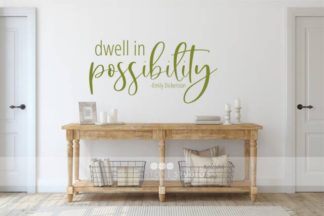 Emily Dickinson Quote Wall Decal Dwell in Possibility, Custom Home Decor - image 1