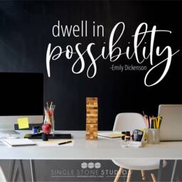 Emily Dickinson Quote Wall Decal Dwell in Possibility, Custom Home Decor - thumbnail 2