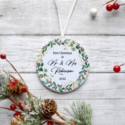 Personalized First Christmas Mr & Mrs Ceramic Ornament - thumbnail 2