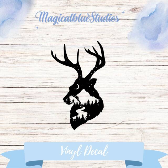 Starry Sky Deer Vinyl Decal Calming Car/Laptop Sticker - image 1