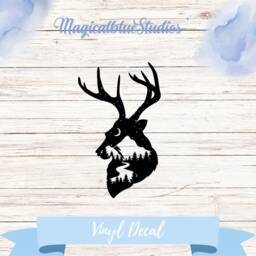 Starry Sky Deer Vinyl Decal Calming Car/Laptop Sticker - thumbnail 1