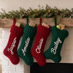 Personalized Knit Christmas Stocking, 3D Yarn Name, Classic Or Dog Bone Style - thumbnail 4