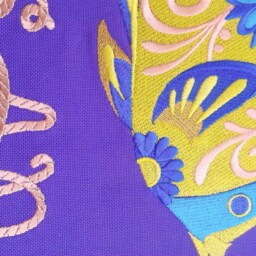 Purple Decorative Pillow Case With Embroidery Fish Ornament, Zipper, Pillow 40x40cm - thumbnail 4