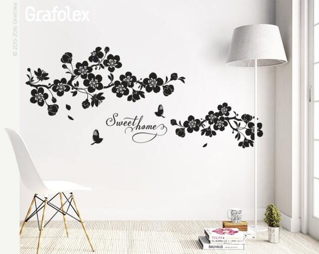 Wall Sticker Wall Decal Cherry Blossoms Home Sweet Branch Twig Tendril Flower Sakura Decoration D308 - image 1
