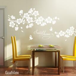 Wall Sticker Wall Decal Cherry Blossoms Home Sweet Branch Twig Tendril Flower Sakura Decoration D308 - thumbnail 2