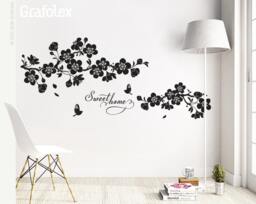 Wall Sticker Wall Decal Cherry Blossoms Home Sweet Branch Twig Tendril Flower Sakura Decoration D308 - thumbnail 1