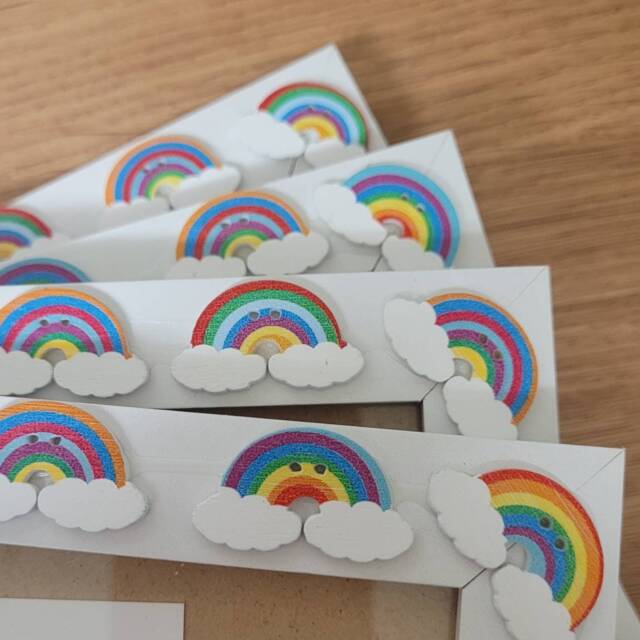 Rainbow Wooden Button Photo Frame 4 X 6 Inches - image 1