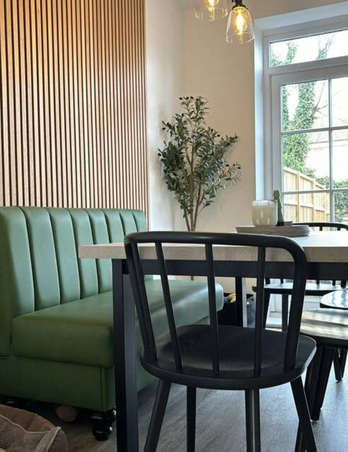 Leaf Faux Leather Modular Fluted Banquette Fitted Bench Booth Seating - Cafe, Kitchen, Bar Kitchen Seating Conservatory Furniture , Home Bar - image 1