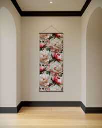 Painted Peony Tapestry - Wall Hanging Unique Art - thumbnail 1